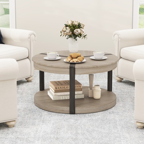 Tier round coffee table 88cm - 2-tier,