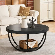 Round Wooden Coffee Table With