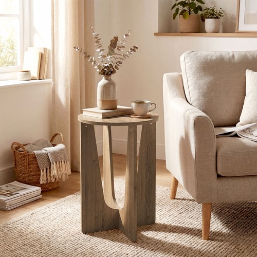 Round side table rustic end - round,