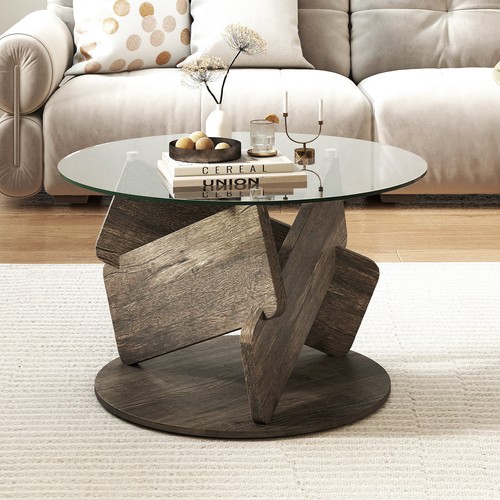 81cm glass coffee - table, round