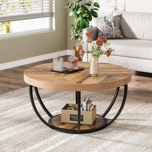 Round coffee table industrial - coffee, table,